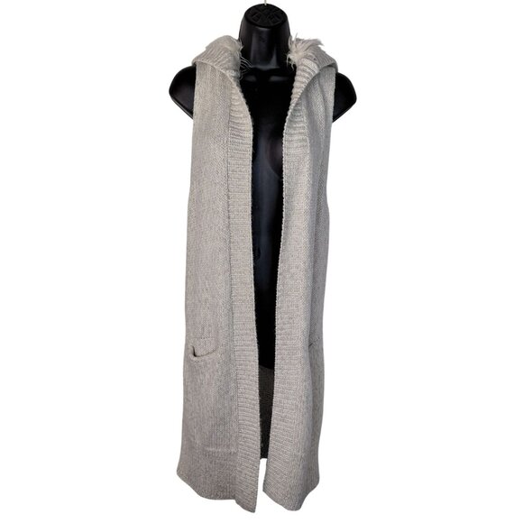 Gap Womens Knit Hooded Vest With Faux Fur Accent Size M - Picture 1 of 8